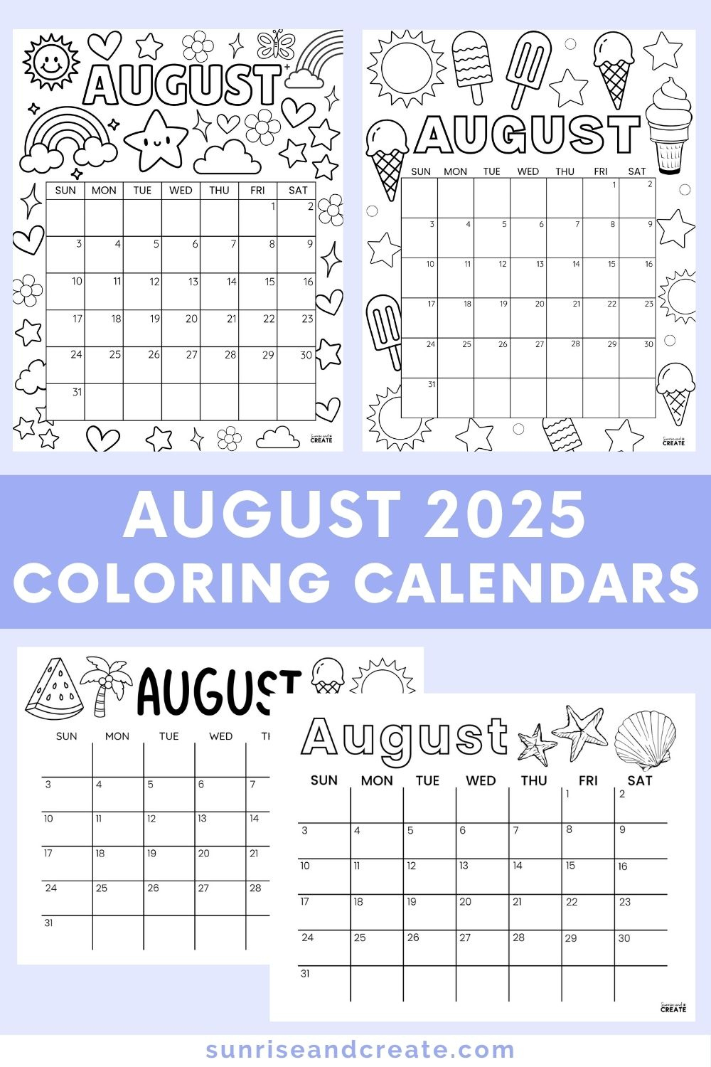 August 2025 Coloring Calendars - Free Printables | Calendar 2025