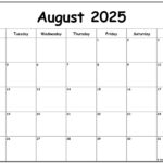 August 2025 Monday Calendar | Monday To Sunday | August 2025 Calendar Monday Start