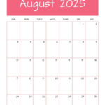 August 2025 Monthly Calendar To Print | August 2025 Vertical Calendar
