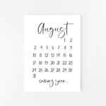 August 2025 Schwangerschaftsankündigung Printable | August | August 2025 Calendar Save The Date