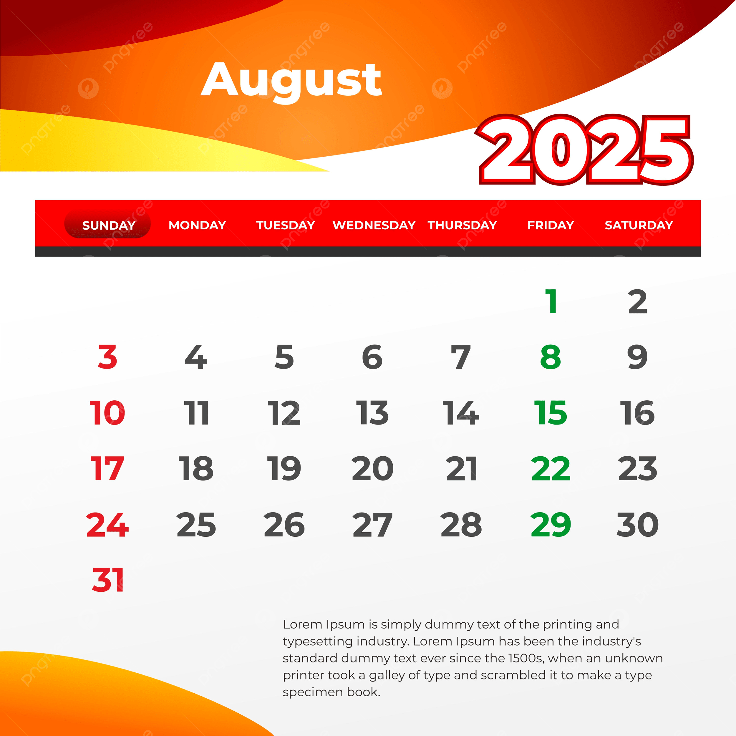 August 2025 Wall Calendar Print And Post On Social Media Vector | August Social Media Calendar 2025