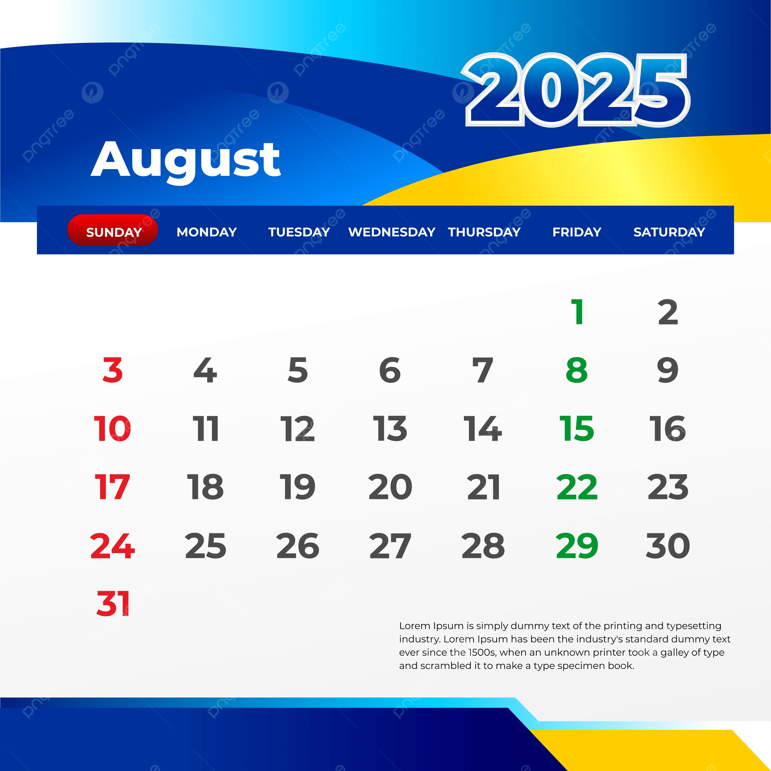 August 2025 Wall Calendar Print And Post On Social Media Vector | August Social Media Calendar 2025
