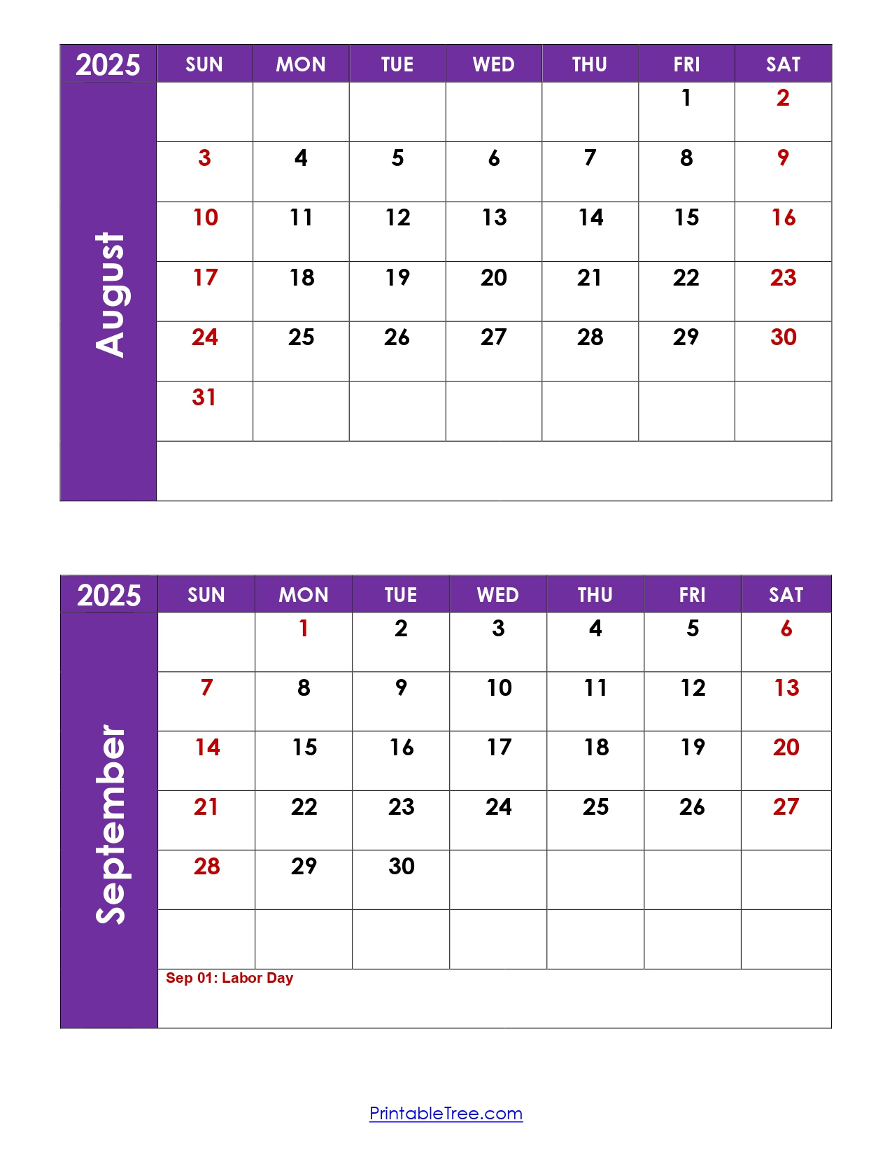 August And September 2025 Calendar Printable Pdf | Two Months Calendar | August September 2025 Calendar Printable
