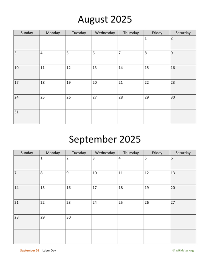 August September and October 2025 Calendar | Calendar 2025
