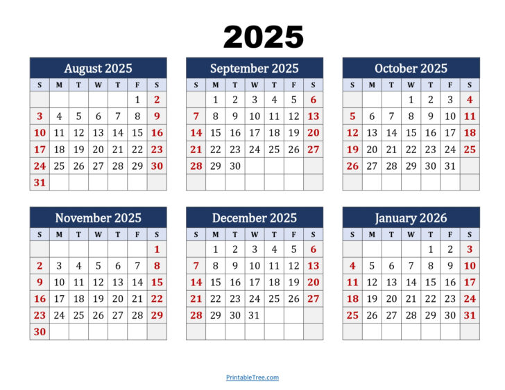Printable Calendar August 2025 to July 2026 | Calendar 2025