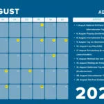 Business Kalender 2025 Für Ecommerce (International) | August National Day Calendar 2025