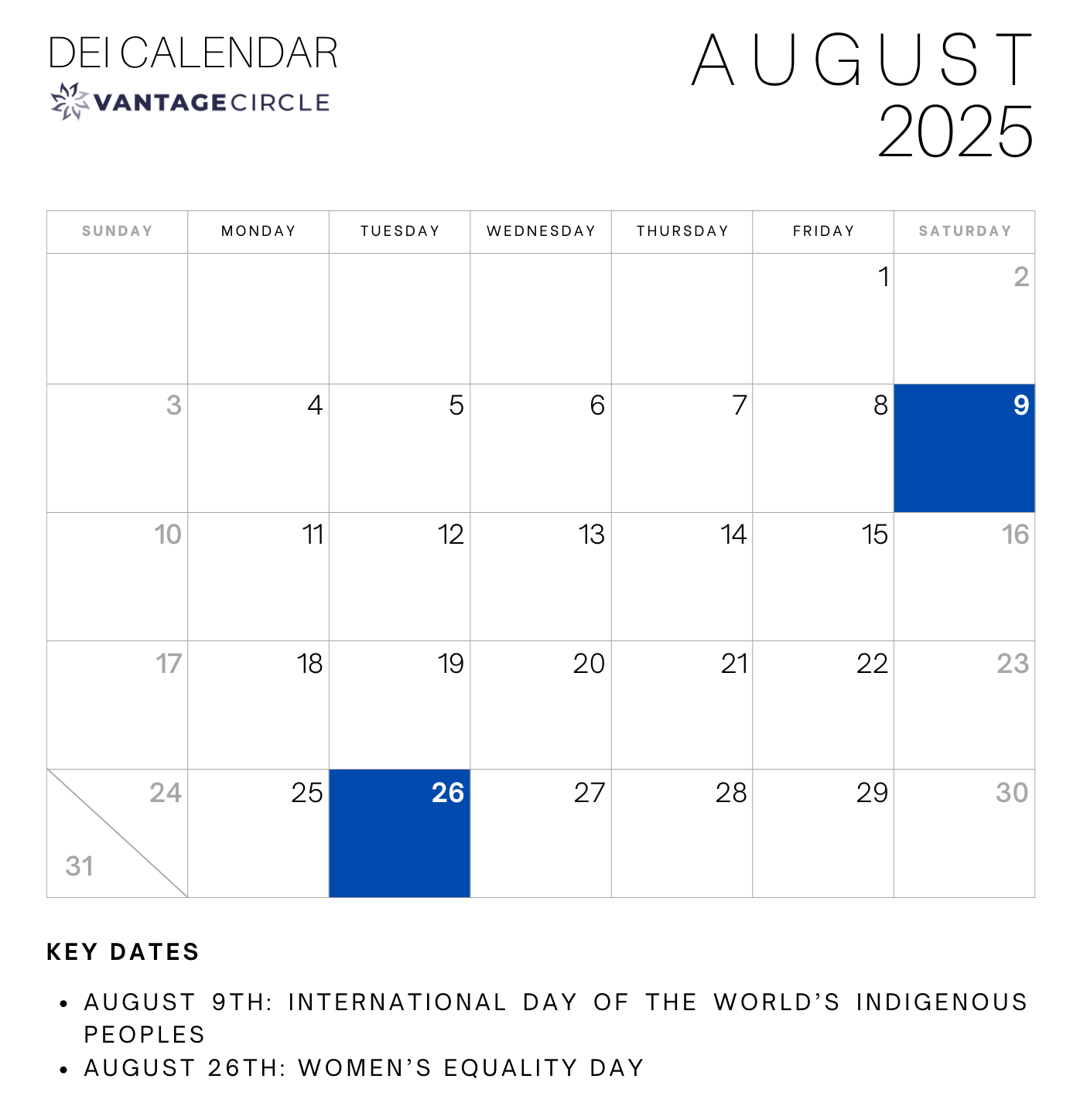 Dei Calendar 2025: Key Dates For Celebrating Diversity And | August Diversity Calendar 2025