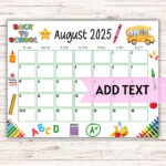 Editable Printable August Calendar 2025 | Colorful Back To School Calendar  | Classroom Calendar | August 2025 Calendar | Fillable Calendar   Etsy |  Calendar 2025