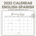 English Spanish Calendar For 2025 Printable Pdf With Holidays | August In Spanish Calendar 2025