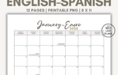 English Spanish Calendar For 2025 Printable Pdf With Holidays |  Calendar 2025