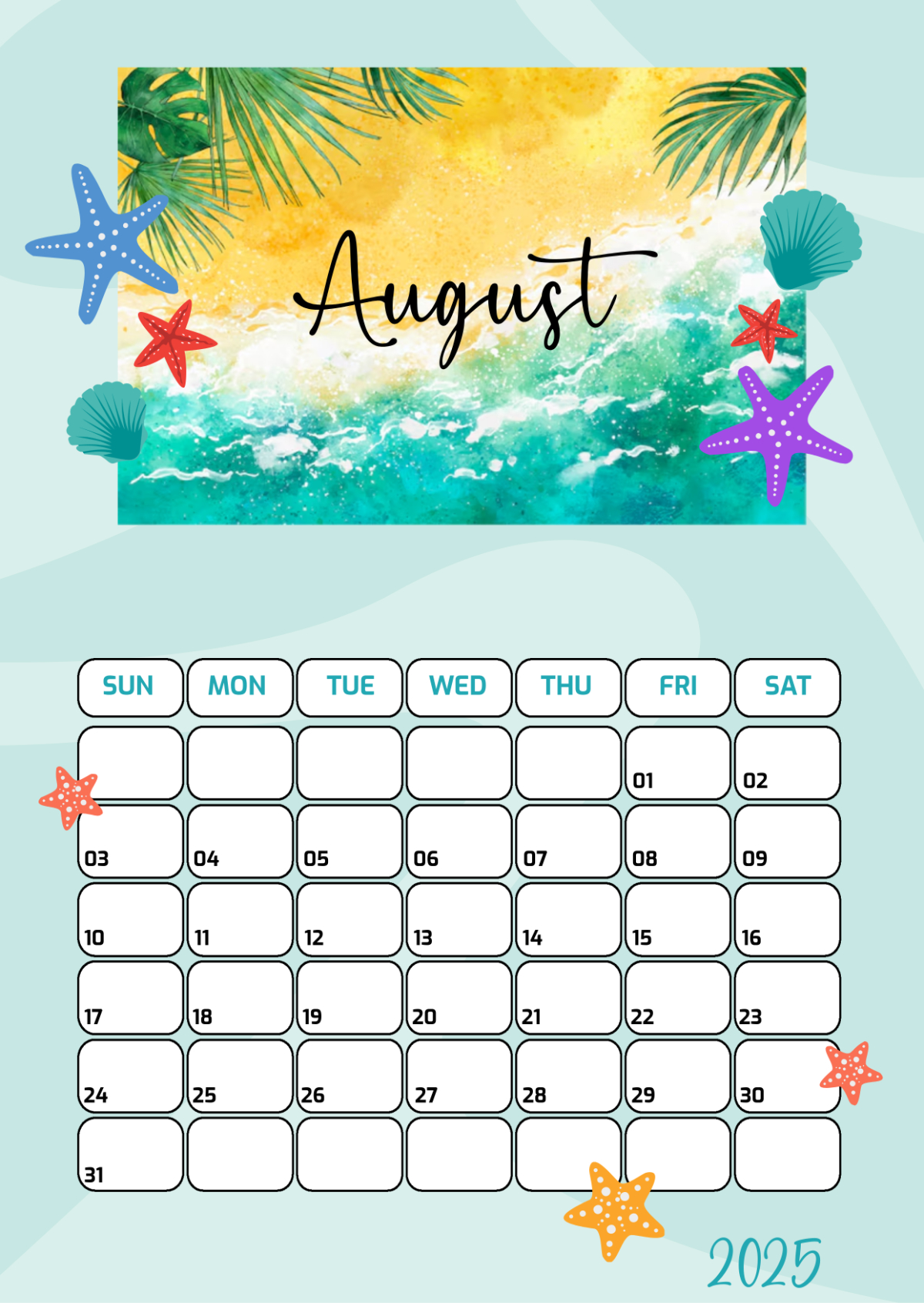 Free August 2025 Calendar Template To Edit Online | Printable Calendar 2025 August