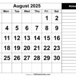 Free Download Calendar August 2025 |  Calendar 2025
