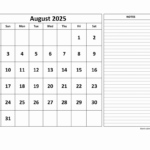 Free Download Printable August 2025 Calendar, Large Space For | August 2025 Calendar With Notes