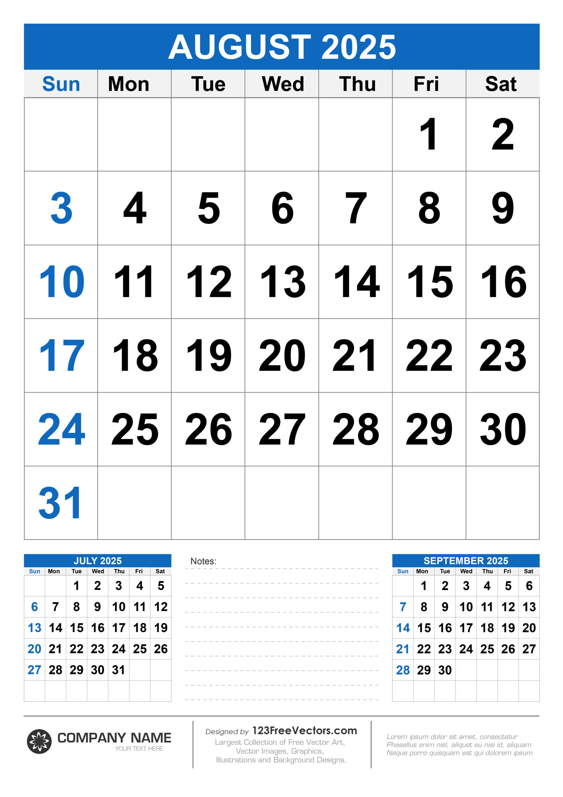 Free Download Wall Calendar August 2025 | Calendar 2025