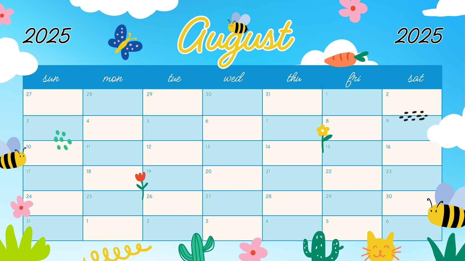Free Printable August 2025 Calendar Templates | Canva | Calendar 2025