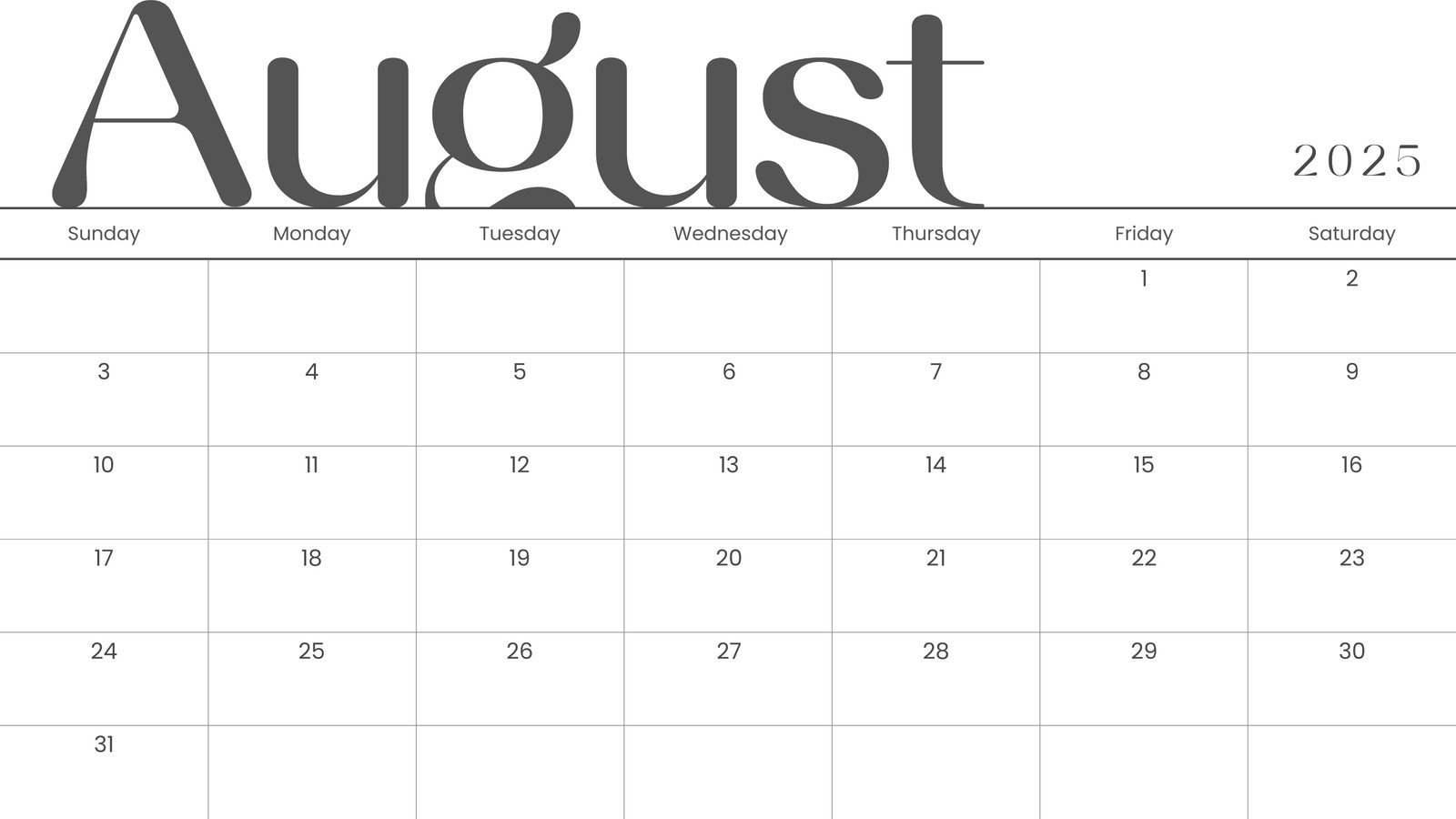 Free Printable August 2025 Calendar Templates | Canva | Calendar 2025