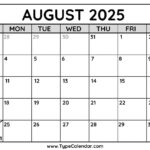 Free Printable Calendar 2025 | Linktree | August 2025 Calendar Typecalendar