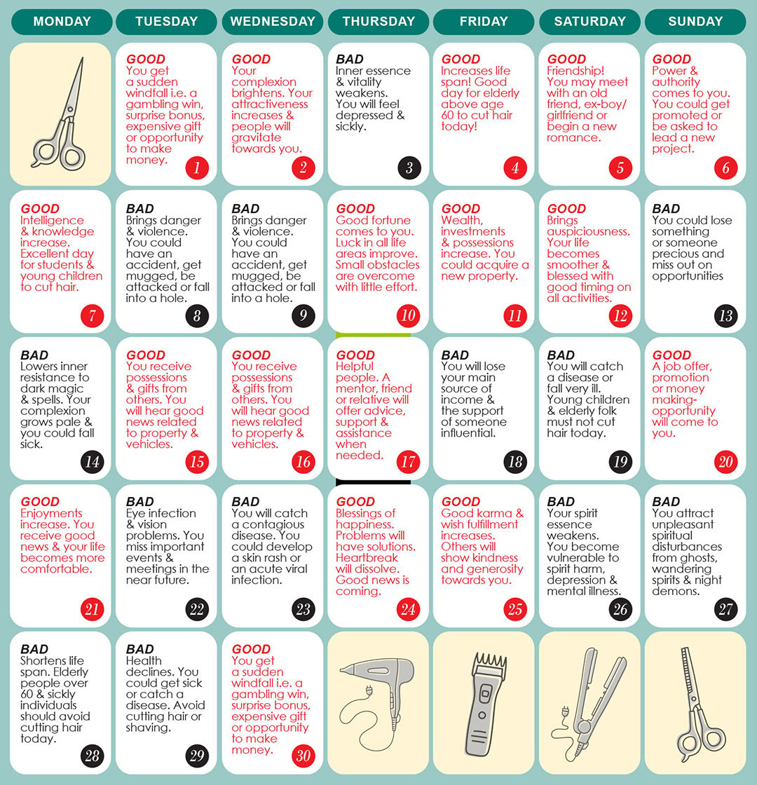 Good &amp;amp; Bad Days To Cut Hair For April 2025 - Wofs | Calendar 2025