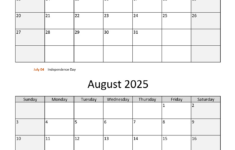 July And August 2025 Calendar | Wikidates | Calendar For July And August 2025