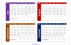 July To October 2025 Calendar Printable Pdf | Four Months Calendar |  Calendar 2025