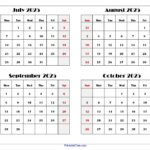 July To October 2025 Calendar Printable Pdf | Four Months Calendar |  Calendar 2025