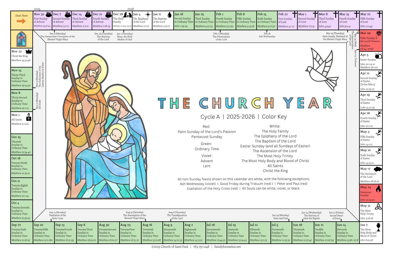 Liturgical Calendars | Family Formation | August Saints Calendar 2025