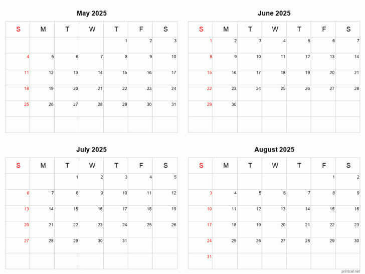 May August 2025 Calendar | Calendar 2025
