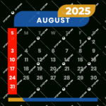 Monthly Calendar August 2025 Clipart Vector, Monthly Calendar | August 2025 Calendar Clip Art