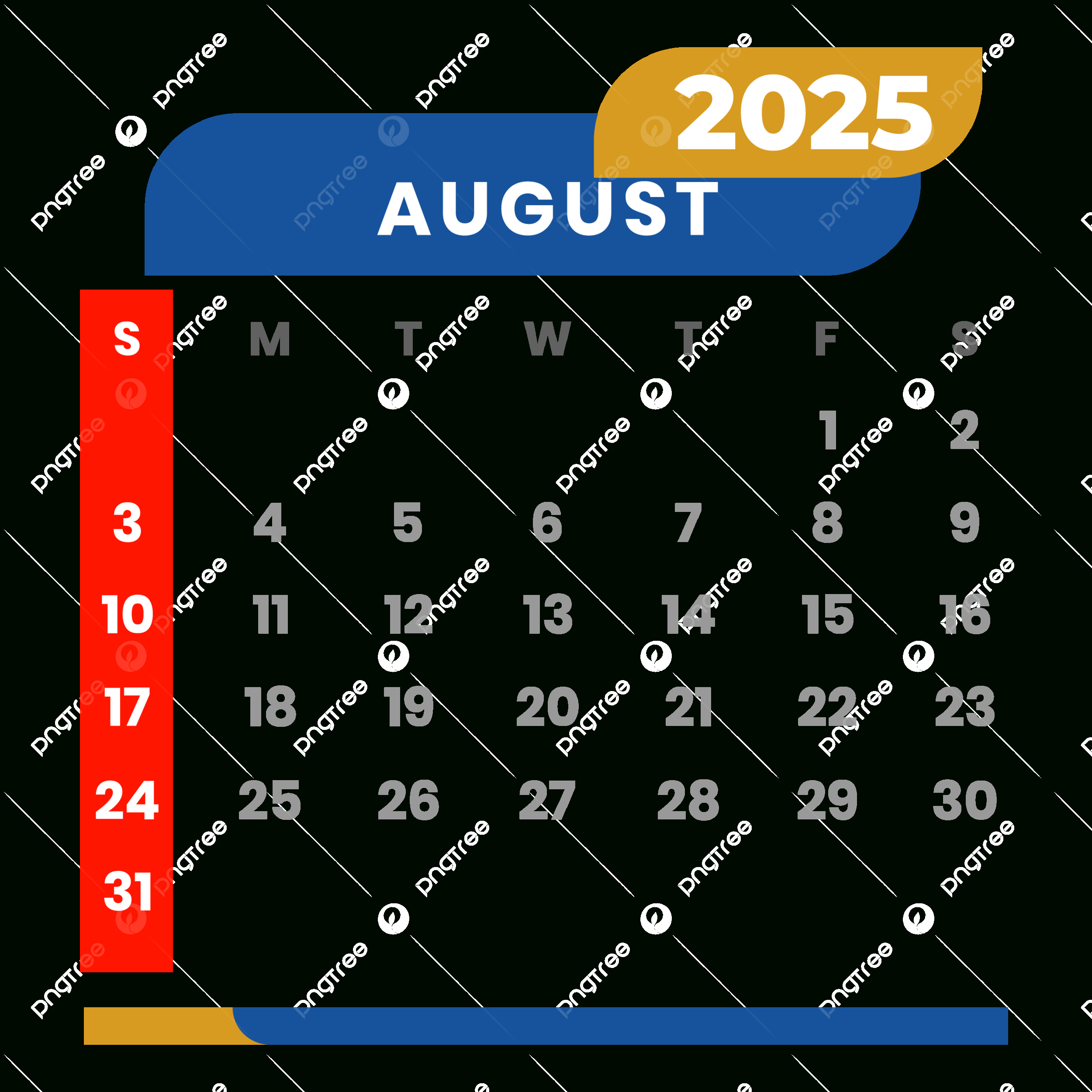 Monthly Calendar August 2025 Clipart Vector, Monthly Calendar | August 2025 Calendar Clip Art