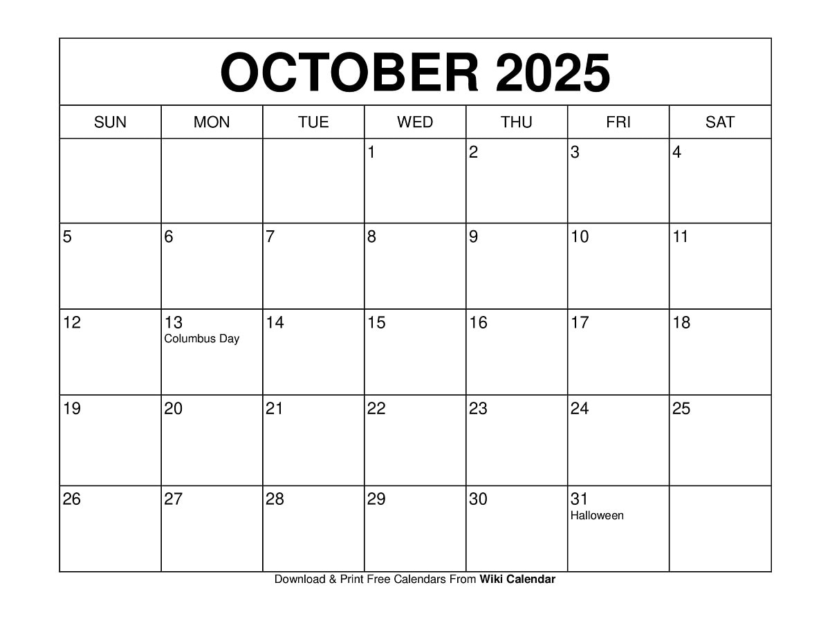 October 2025 Calendar - Printable Templates &amp;amp; More | August September October 2025 Calendar Printable Free