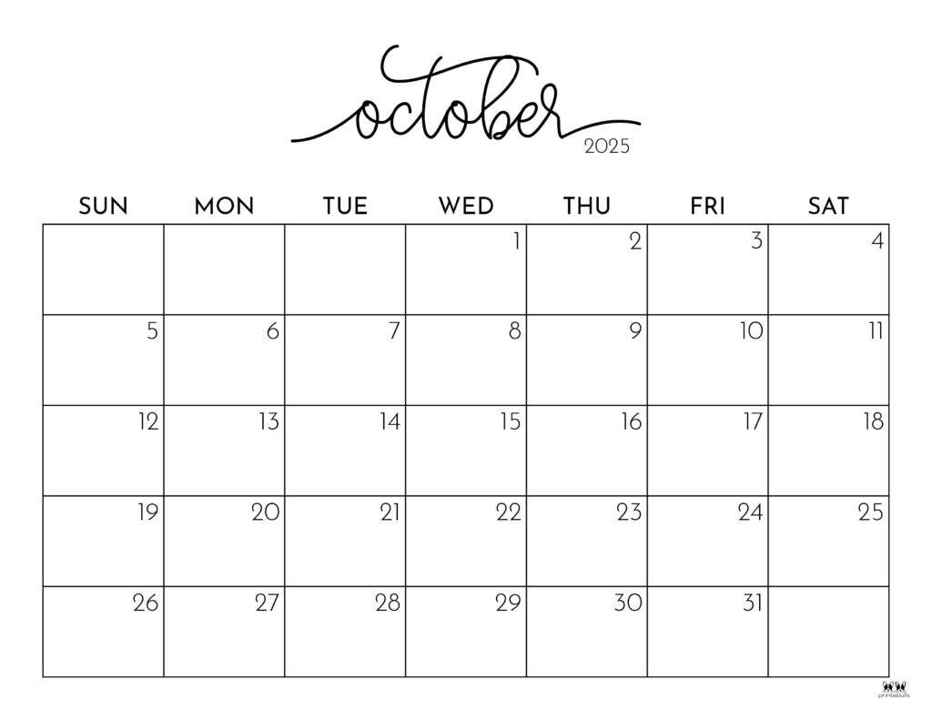 October 2025 Calendars - 107 Free Printables | Printabulls | August September October 2025 Calendar Printable Free