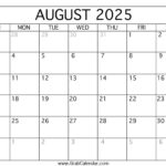 Printable August 2025 Calendar | August 10 2025 Calendar