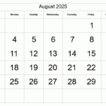 Printable August 2025 Calendar   Big Dates | August 14 2025 Calendar