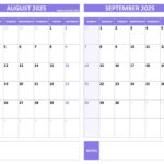 Printable August And September 2025 Calendar   Free Pdf & Jpg | August September 2025 Calendar Printable