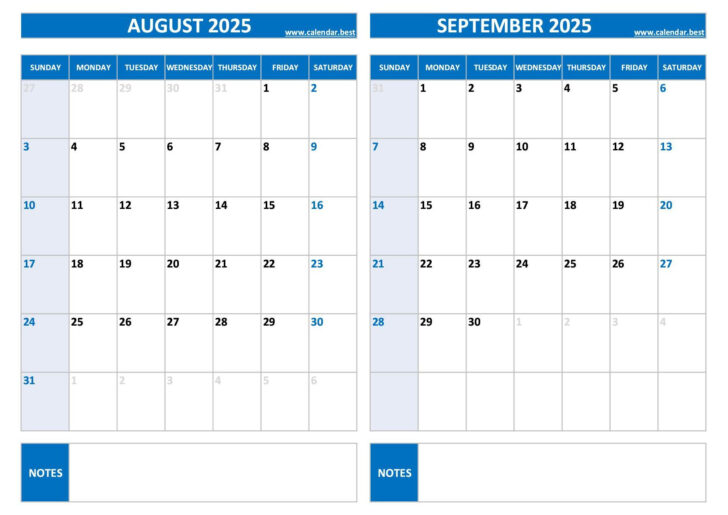 Calendar August and September 2025 | Calendar 2025