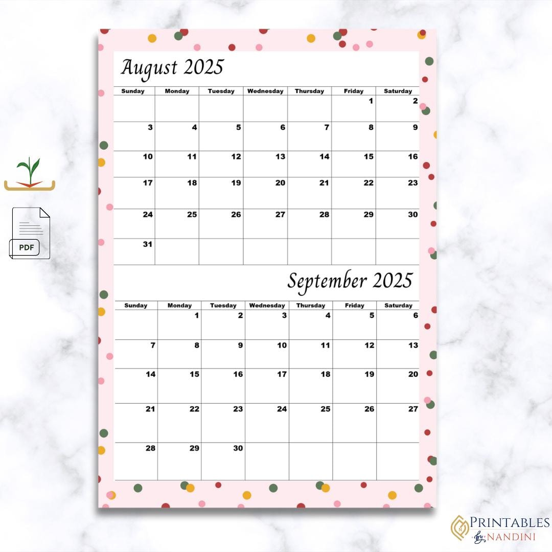 Printable August &amp;amp; September 2025 Month Calendar – A4 Size Pdf | Calendar 2025