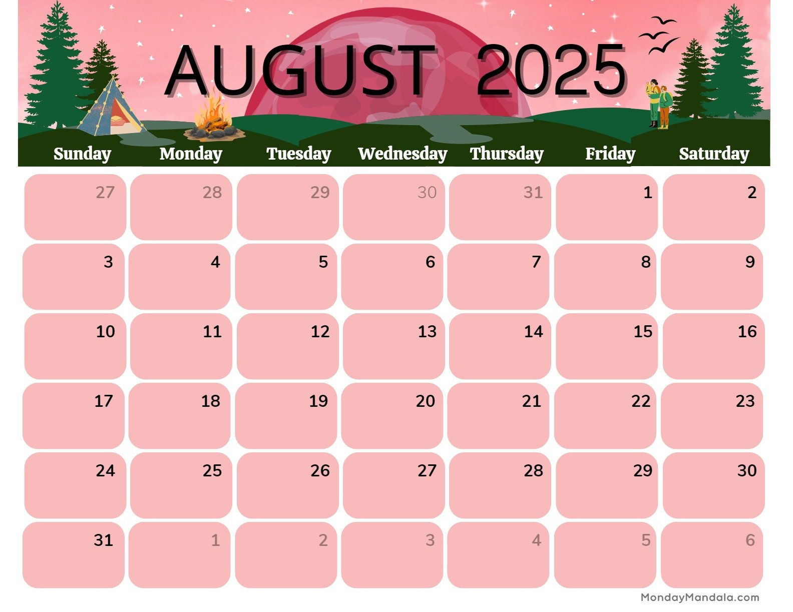 Printable Calendars For 2025 &amp;amp; 2026 (Free Pdfs) | Show Me August 2025 Calendar