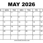 Printable May 2026 Calendar | August 2025   May 2026 Calendar Printable