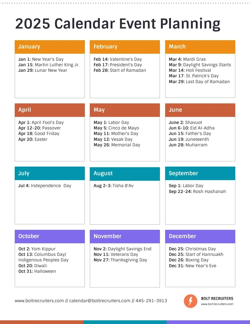 Single Page 2025 Calendar Event Work Schedule Template - Venngage | Calendar Events For August 2025