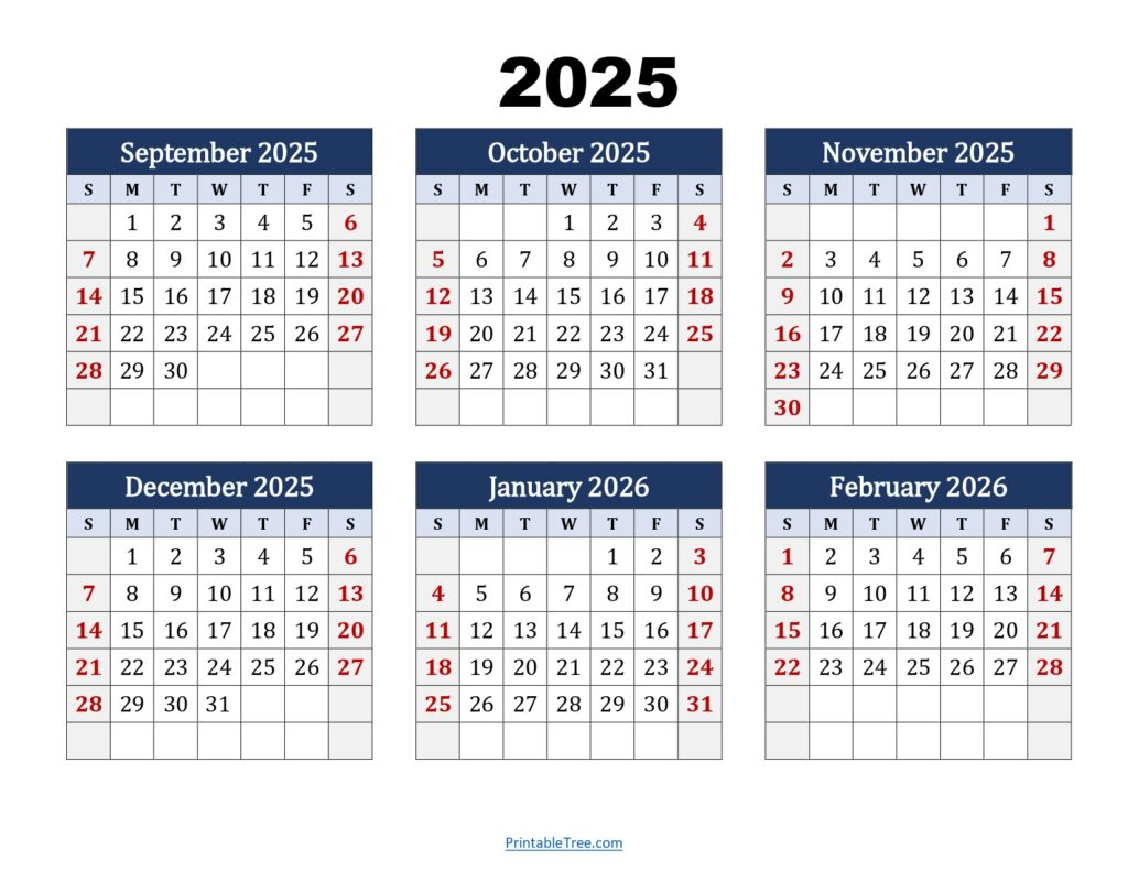 Six Month Calendar 2024-2025 Printable Pdf- 6 Months Calendar | Calendar 2025