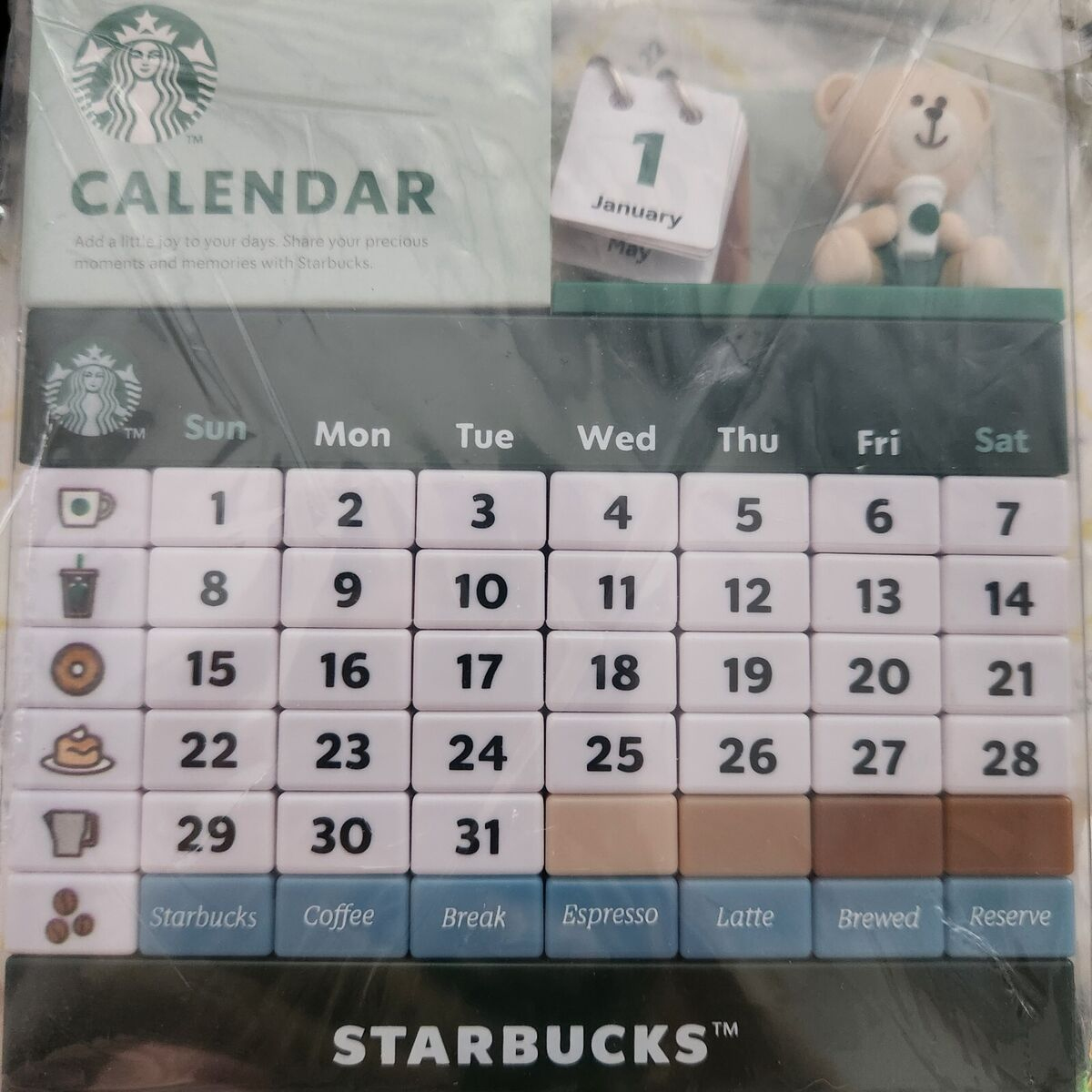 Starbucks Korea 2024 Bearista Calendar Block 25Th Anniversary Gift | Calendar 2025