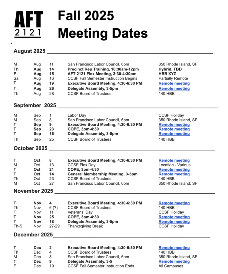 Ccsf August 2025 Calendar | Calendar 2025