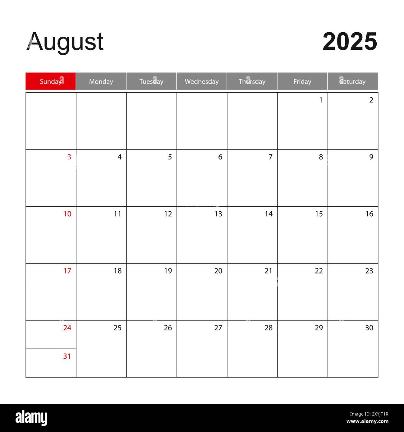 Wall Calendar Template For August 2025. Holiday And Event Planner | August Calendar 2025 Event/Holidays
